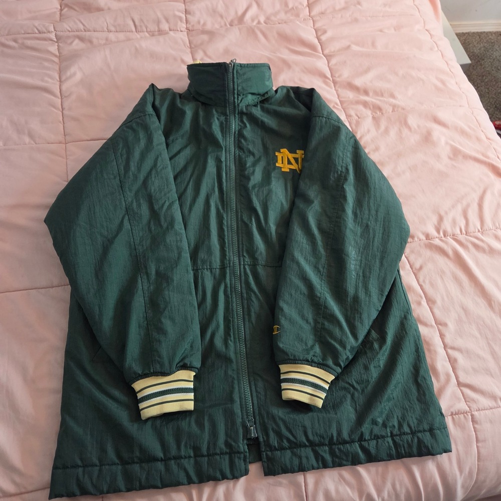 Champion Notre Dame Fighting Irish Green Full Zip Quilted Jacket Small
